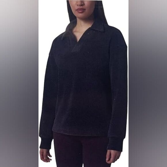 Mondetta Women's Black Corduroy Fleece Pullover - Picture 1 of 3